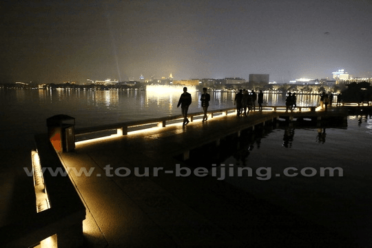 A zigzag cement bridge with a better view of the lake