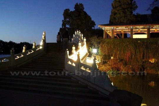 Chinese typical arch bridge and pavilion