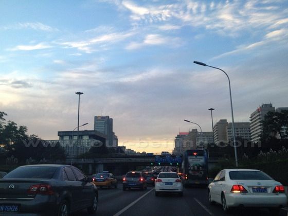 Driving along the second ring road near Jianguomen Bridge