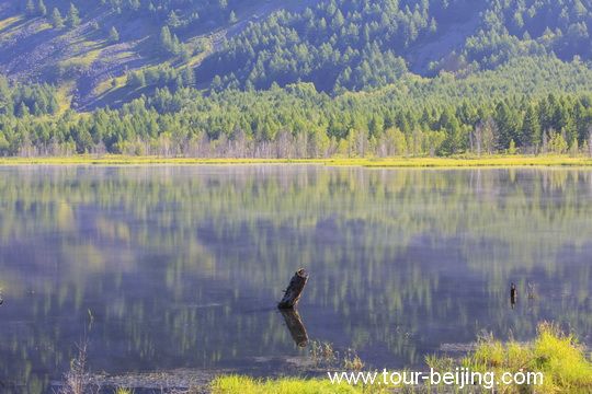Beautiful reflections on the mirror-like water surface.
