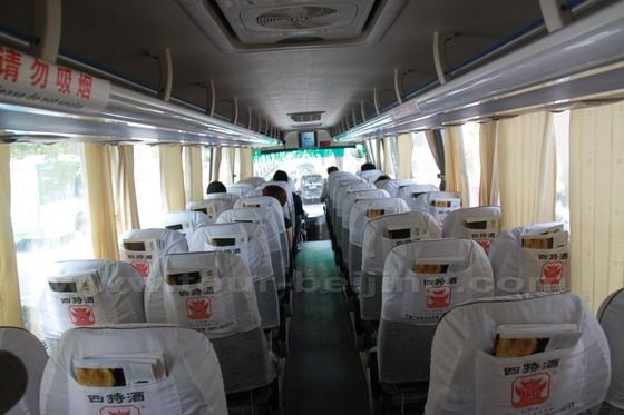 Inside the airport shuttle bus