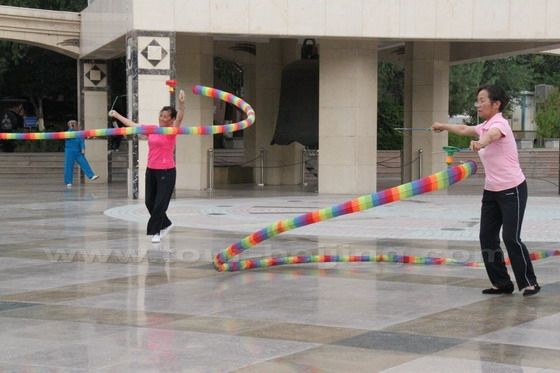 Playing at the Bell Tower Square on the culture street