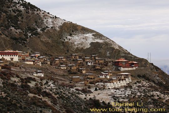 A close-up view of Rewu Monastery