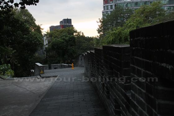 The city wall ruins and the morden buildings in Guangzhou
