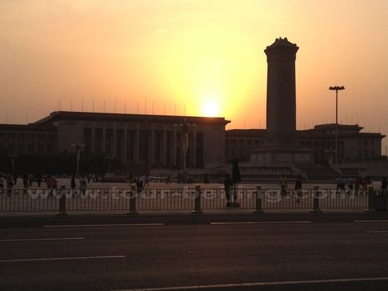 The falling sun is set on the People's Great Hall