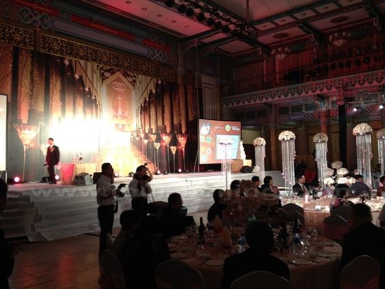 The host table is just set in front of the delicately adorned platform