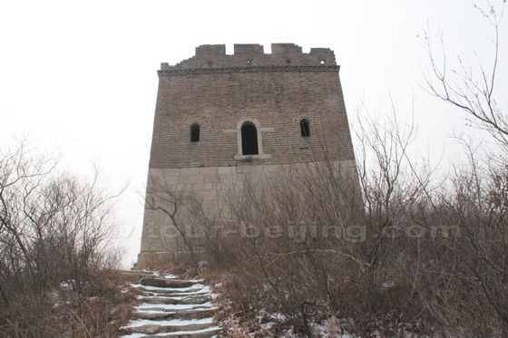 The lower part is made of stones and upper part made of bricks.