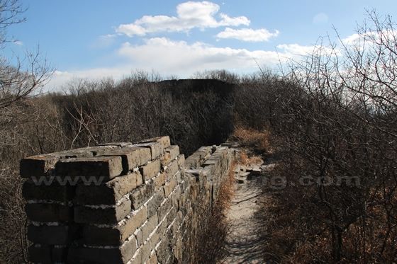 The masonry and mortar clearly seen on the unrestored wall.