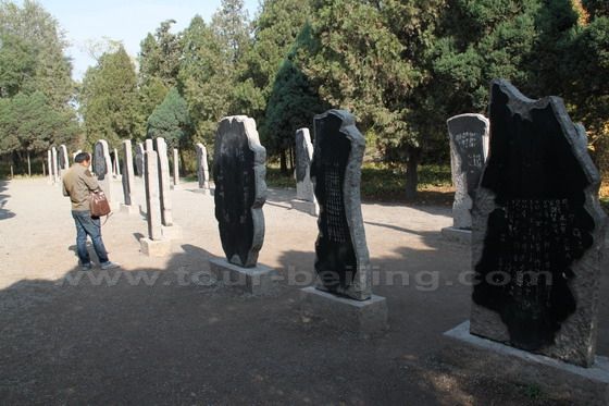 The stele are made according to the original shape of the 30 pieces of oracle bones 