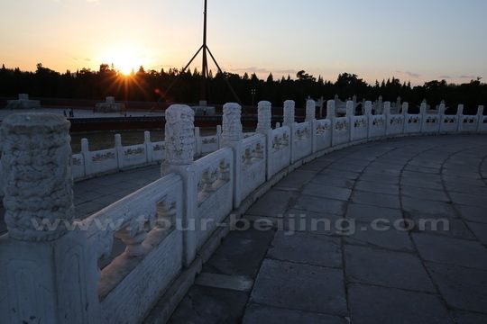 The sunset over the terraces of the Circular Altar