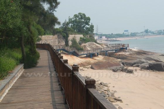 The walkway zigzags along the coastline with beautiful views.