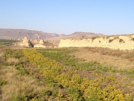 The wall mostly made of earth tamped down