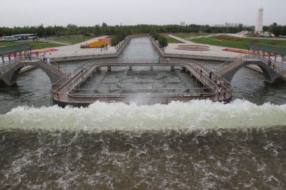 The water of the man made river first enters the Nine Dragon Pond