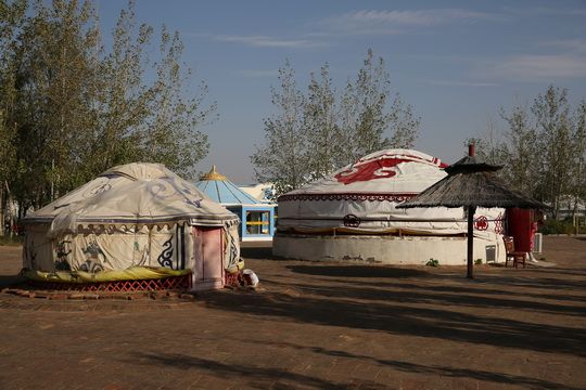 The yurt area is scattered with various kinds of Mongolian yurts