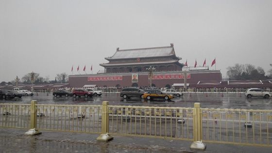 Tiananmen Square in the snow