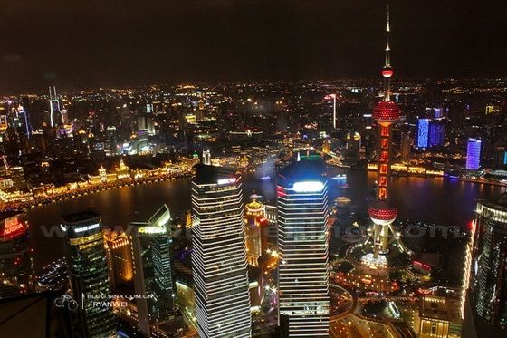 Viewed from Jin Mao Tower in the evening