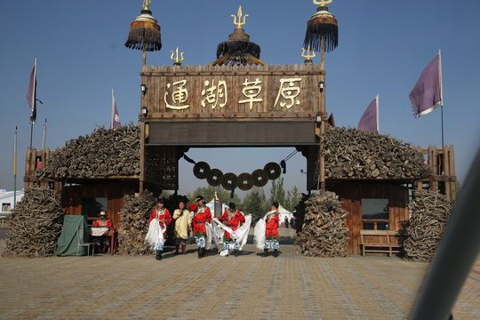 Welcome visitors coming afar with the white hada